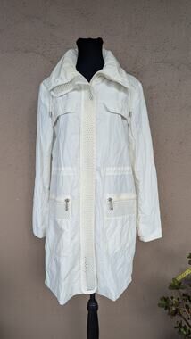 💜Elie Tahari White Technical Mesh Utility Parka